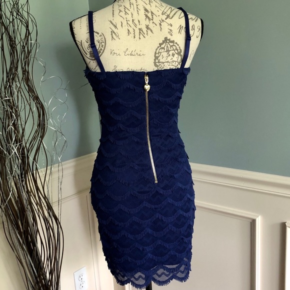 Guess Navy Lace Strapless Sheath Dress - Picture 4 of 10